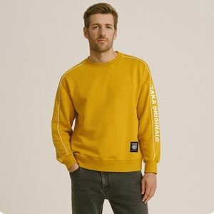 Taka Original Sweatshirt XL Mustard Yellow Long Sleeve Boxy Casual Streetwear